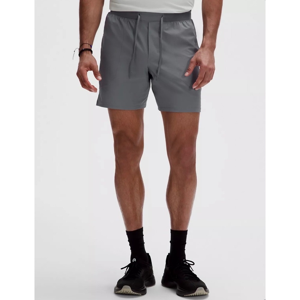 Lululemon Short License to Train Linerless 7" Grey Tan S Athletic Gym Outdoor